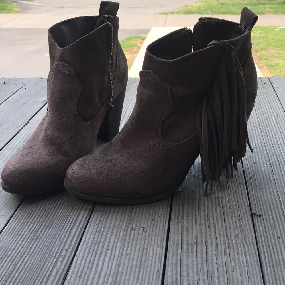 Brown heeled booties